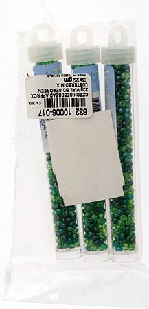 Czech Seedbead Approx 22g Vial 6/0 - Green Shades