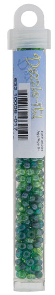 Czech Seedbead Approx 22g Vial 6/0 - Green Shades
