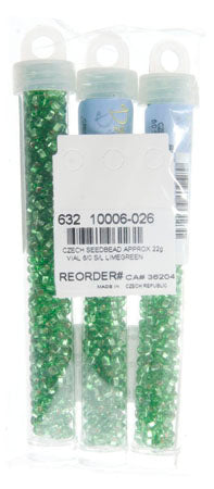 Czech Seedbead Approx 22g Vial 6/0 - Green Shades