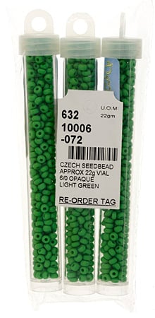 Czech Seedbead Approx 22g Vial 6/0 - Green Shades
