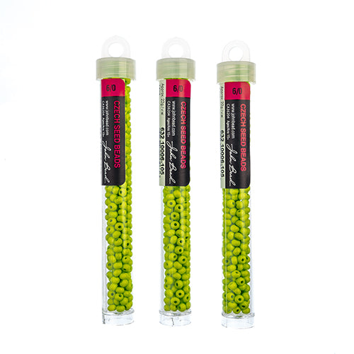 Czech Seedbead Approx 22g Vial 6/0 - Green Shades