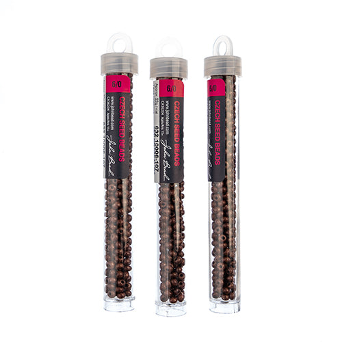 Czech Seedbead Approx 22g Vial 6/0 - Brown Shades