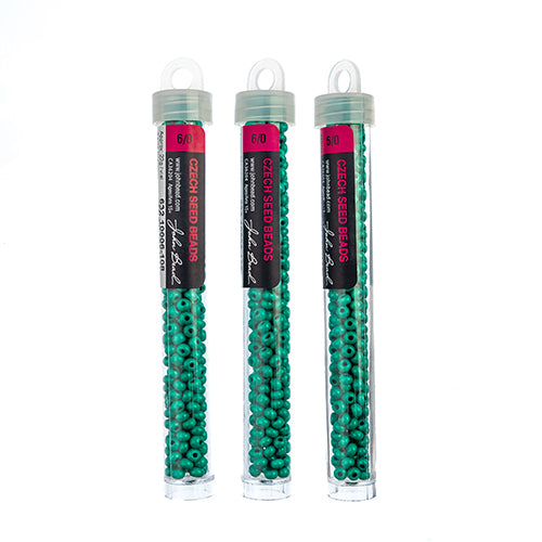Czech Seedbead Approx 22g Vial 6/0 - Green Shades