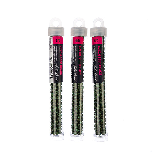 Czech Seedbead Approx 22g Vial 6/0 - Green Shades