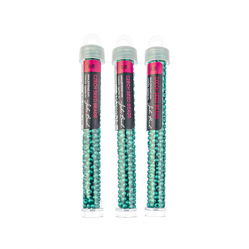 Czech Seedbead Approx 22g Vial 6/0 - Green Shades