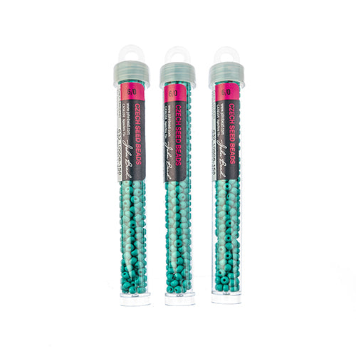 Czech Seedbead Approx 22g Vial 6/0 - Green Shades