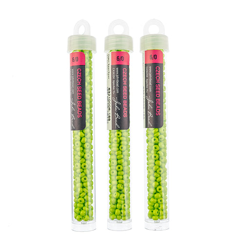 Czech Seedbead Approx 22g Vial 6/0 - Green Shades