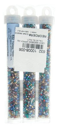 Czech Seedbead Approx 22g Vial 8/0 - White/Black/Multi Shades