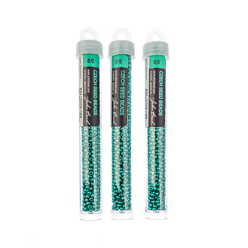 Czech Seedbead Approx 22g Vial 8/0 - Green Shades