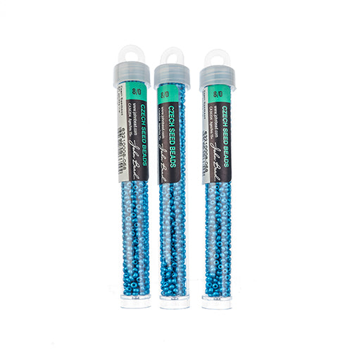 Czech Seedbead Approx 22g Vial 8/0 - Blue Shades
