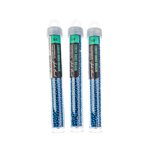 Czech Seedbead Approx 22g Vial 8/0 - Blue Shades