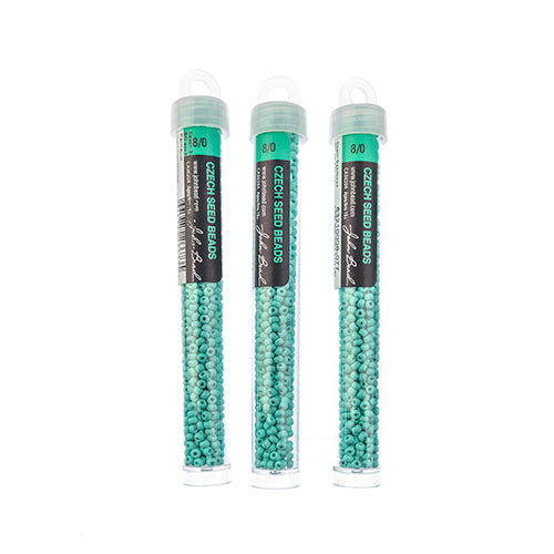 Czech Seedbead Approx 22g Vial 8/0 - Green Shades
