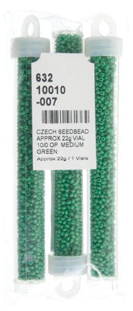 Czech Seed Bead Approx 22g Vial 10/0 - Green Shades