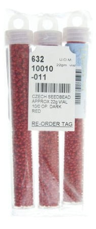 Czech Seed Bead Approx 22g Vial 10/0 - Red Shades