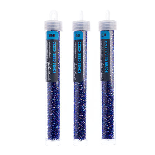 Czech Seed Bead Approx 22g Vial 10/0 - Blue Shades