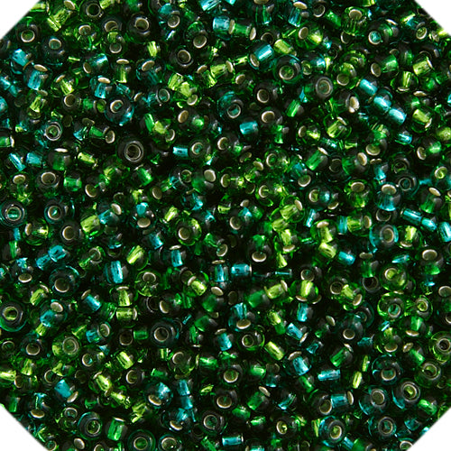 Czech Seed Bead Approx 22g Vial 10/0 - Green Shades