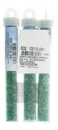 Czech Seed Bead Approx 22g Vial 10/0 - Green Shades
