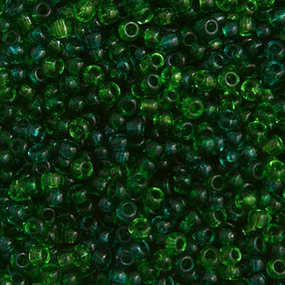 Czech Seed Bead Approx 22g Vial 10/0 - Green Shades