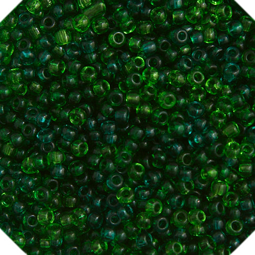 Czech Seed Bead Approx 22g Vial 10/0 - Green Shades