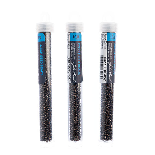 Czech Seed Bead Approx 22g Vial 10/0 - White/Black Shades