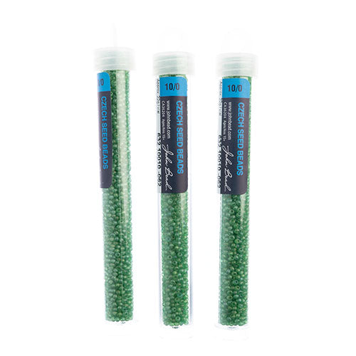 Czech Seed Bead Approx 22g Vial 10/0 - Green Shades