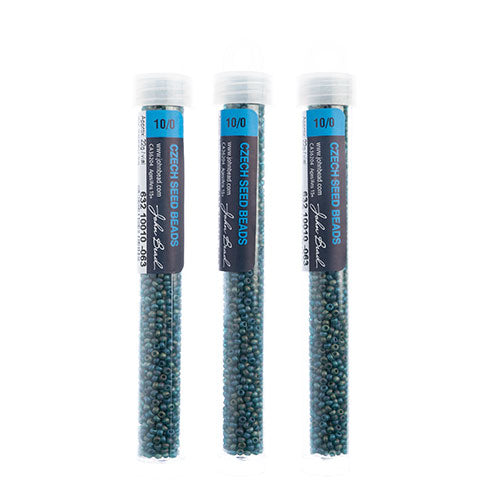 Czech Seed Bead Approx 22g Vial 10/0 - Green Shades