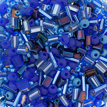 Czech Seed Bead Approx 22g Vial 10/0 - Blue Shades