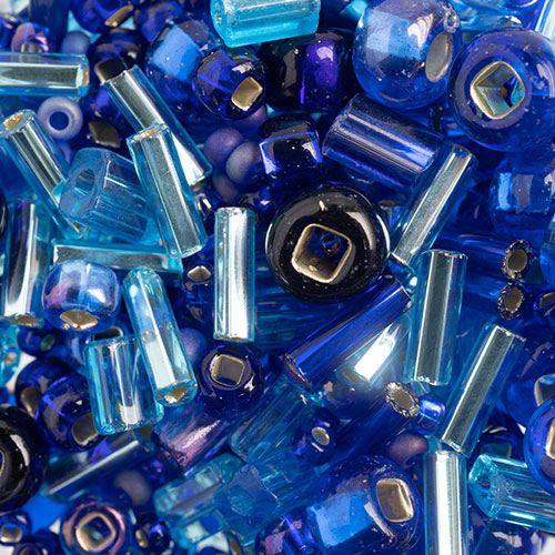 Czech Seed Bead Approx 22g Vial 10/0 - Blue Shades