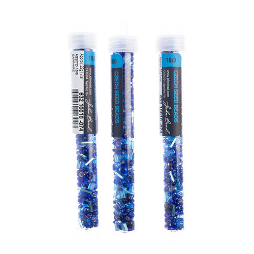 Czech Seed Bead Approx 22g Vial 10/0 - Blue Shades