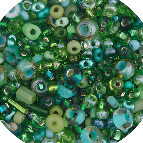 Czech Seed Bead Approx 22g Vial 10/0 - Green Shades