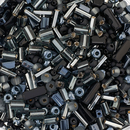 Czech Seed Bead Approx 22g Vial 10/0 - White/Black Shades