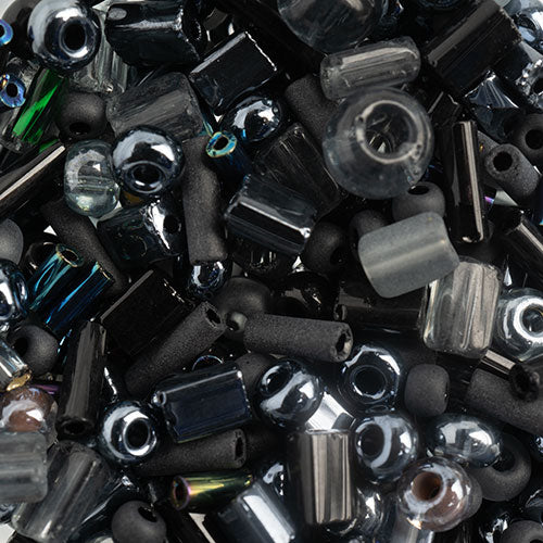 Czech Seed Bead Approx 22g Vial 10/0 - White/Black Shades