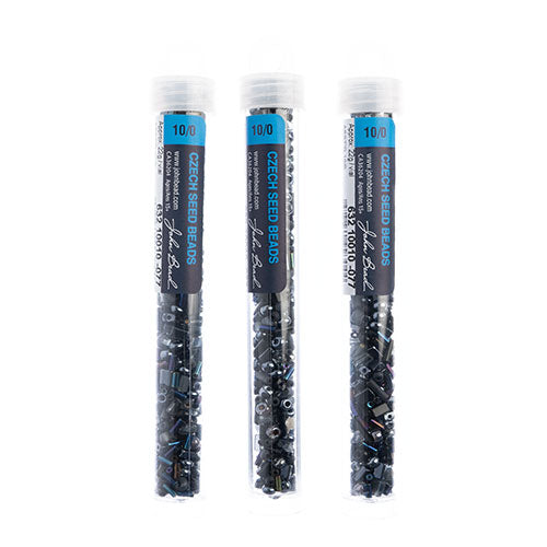 Czech Seed Bead Approx 22g Vial 10/0 - White/Black Shades