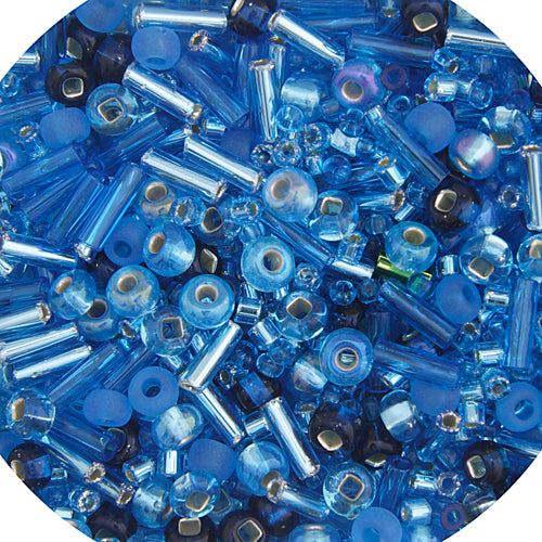 Czech Seed Bead Approx 22g Vial 10/0 - Blue Shades