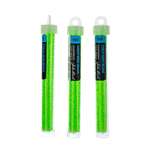 Czech Seed Bead Approx 22g Vial 10/0 - Green Shades
