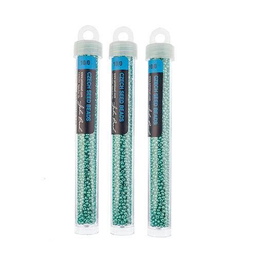Czech Seed Bead Approx 22g Vial 10/0 - Green Shades