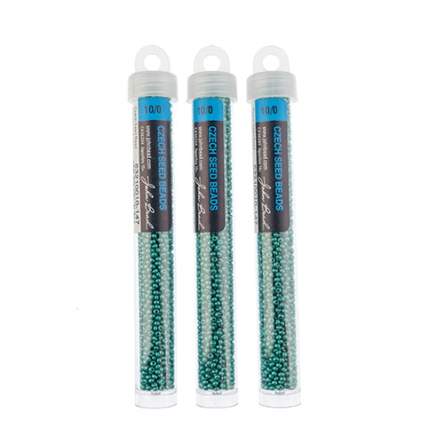 Czech Seed Bead Approx 22g Vial 10/0 - Green Shades