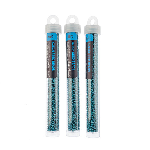 Czech Seed Bead Approx 22g Vial 10/0 - Green Shades