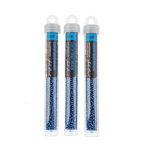 Czech Seed Bead Approx 22g Vial 10/0 - Blue Shades