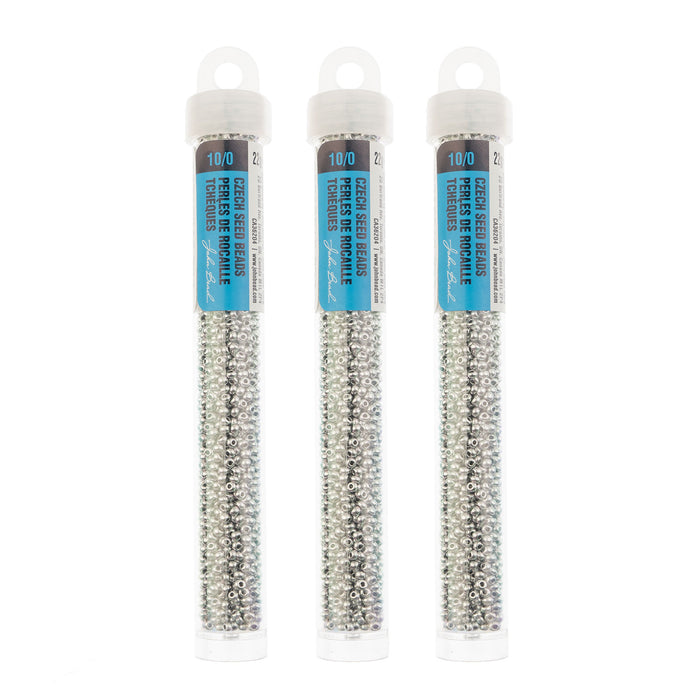 Czech Seed Beads 22g Vial 10/0 Metallic Silver