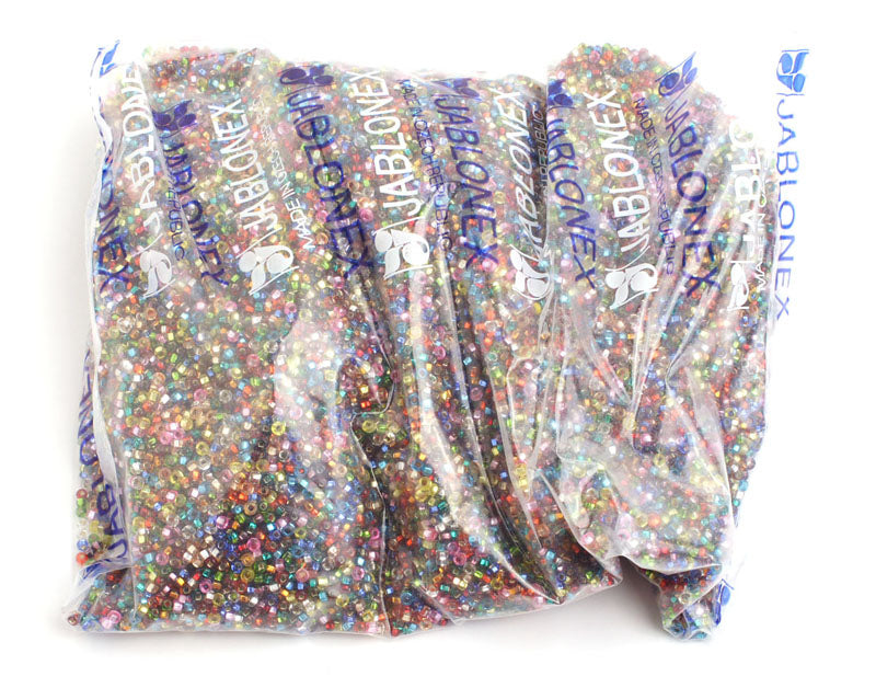 Czech Seed Beads 10/0 Silver Lined - Crystal/Multi Shades