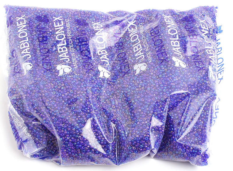 Czech Seed Beads 10/0 Transparent - Blue Shades