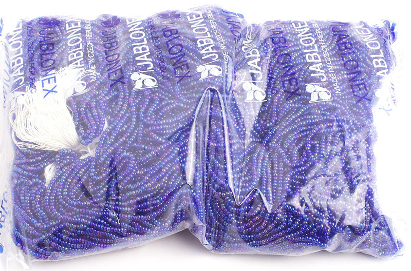 Czech Seed Beads 10/0 Transparent - Blue Shades