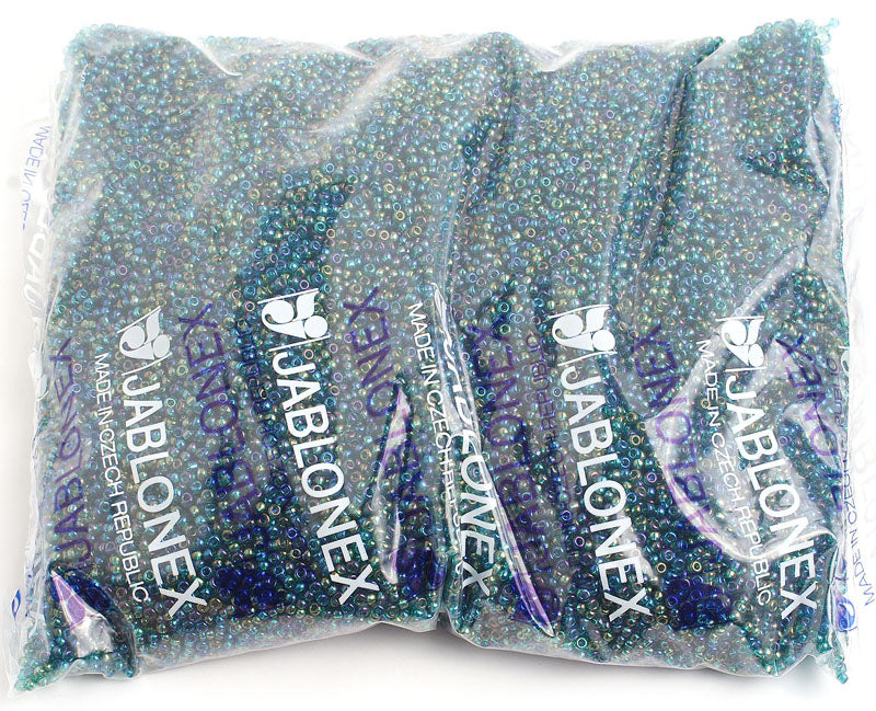 Czech Seed Beads 10/0 Transparent - Green Shades