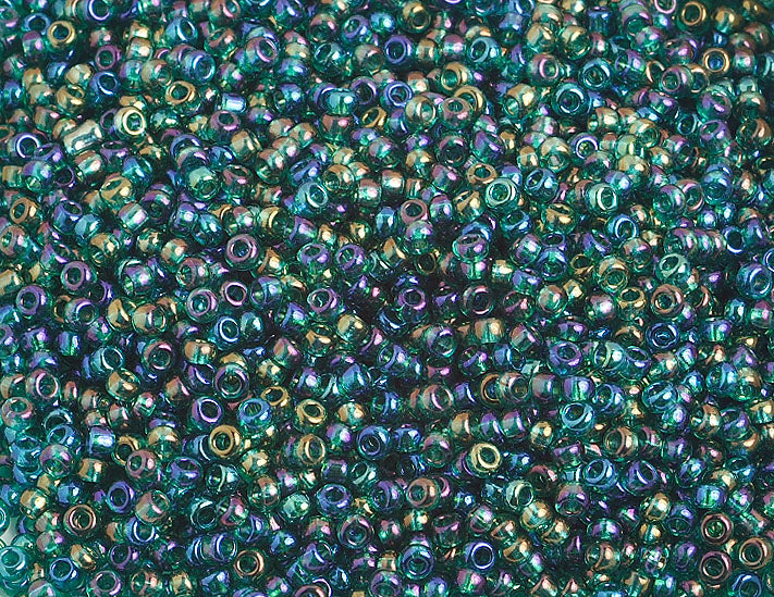 Czech Seed Beads 10/0 Transparent - Green Shades