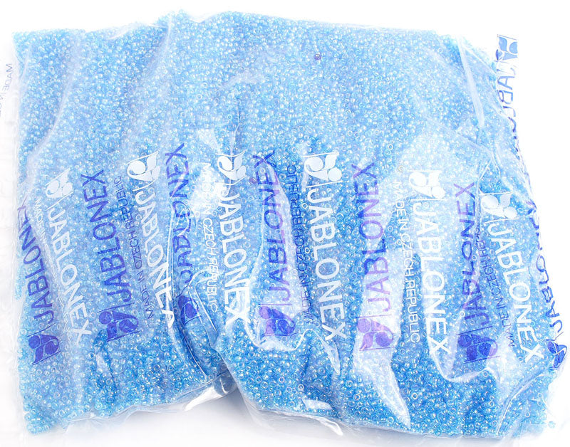 Czech Seed Beads 10/0 Transparent - Blue Shades