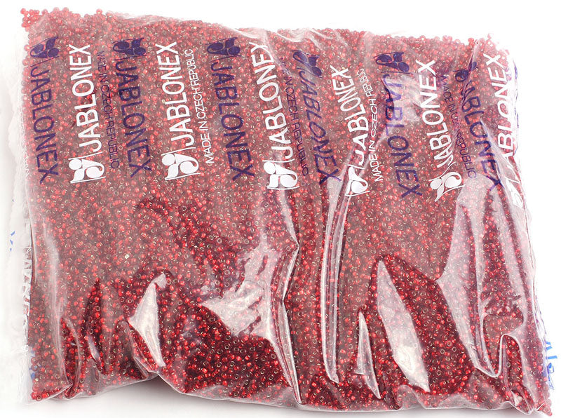 Czech Seed Beads 10/0 Silver Lined - Red/Orange Shades