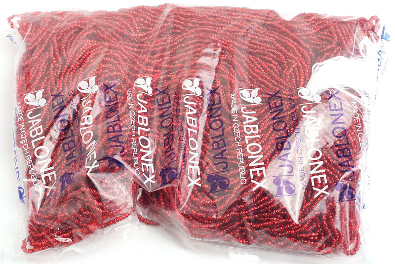 Czech Seed Beads 10/0 Silver Lined - Red/Orange Shades