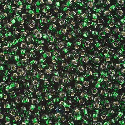 Czech Seed Beads 10/0 Silver Lined - Green Shades
