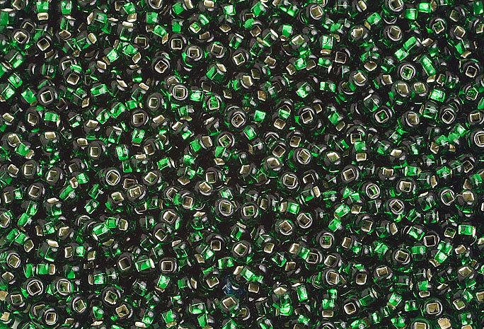Czech Seed Beads 10/0 Silver Lined - Green Shades